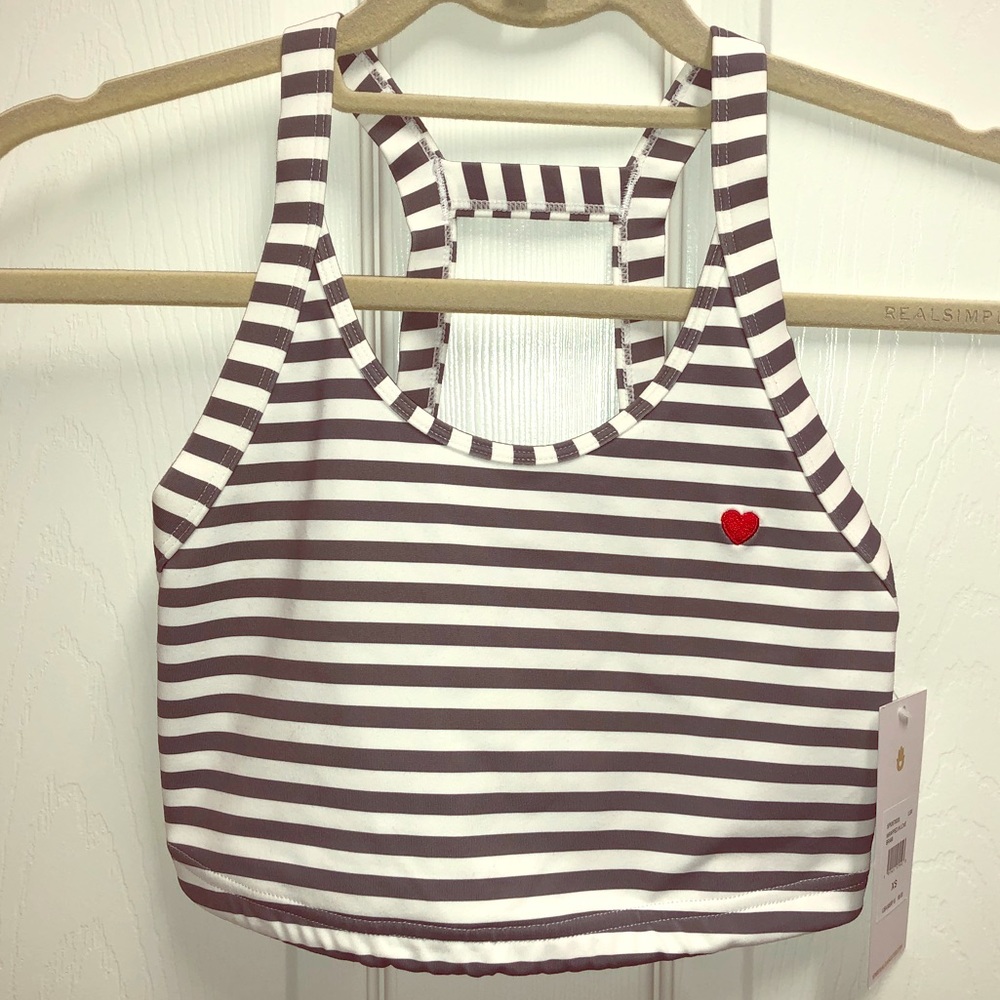 Spiritual Gangster Striped Bra - White and Gray